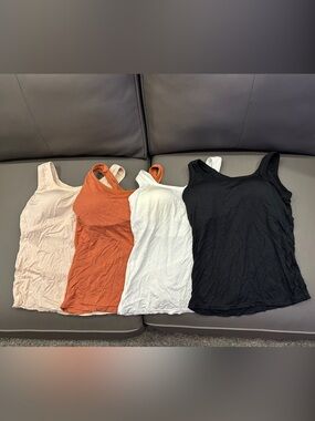 Women's Tank Tops - Black, White, Rust, Pale Pink. Non-removable bra pads. Small